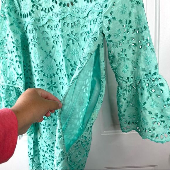 J.Crew New Eyelet Scalloped Shift Dress with Pockets Mint Size 0P - Picture 10 of 12